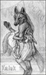  fennec feral fox fur male mammal maned monochrome sketch spanking thief topless traditional_media wolf yinepu 