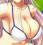  1girl beach bikini breasts charlotte_hazellink cleavage close-up highres komori_kei long_hair princess_lover solo swimsuit very_long_hair white_hair 