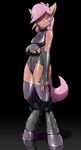  anthro anthrofied black_background elbow_gloves equine female gloves hair horse krd looking_at_viewer mammal my_little_pony original_character plain_background pony purple_hair rubber shiny solo standing 