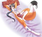  &lt;3 alty amber_eyes bed canine fox hair holidays long_legs lying male mammal multi-colored_hair muscles pillow tattoo tongue valentine&#039;s_day valentine's_day whitephox 