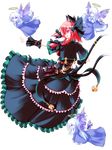  animal_ears bell bow braid cat_ears cat_tail dress earrings fang hair_bow halo jewelry jingle_bell kaenbyou_rin karakuri_neko_(tkfm) multiple_tails open_mouth outstretched_arm red_eyes red_hair short_hair solo tail touhou twin_braids zombie_fairy 