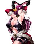  animal_ears armpits bodysuit breasts center_opening cevoy choker cleavage clothes_around_waist elbow_gloves fake_animal_ears gloves hair_ribbon huge_breasts long_hair purple_eyes purple_hair ragnarok_online red_gloves ribbon sagging_breasts shadow_chaser underboob 