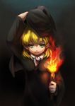  absurdres annoyed blonde_hair green_eyes highres hood mizuhashi_parsee poly short_hair torch touhou 