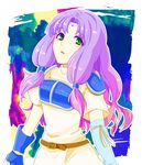  armor fingerless_gloves fire_emblem fire_emblem:_rekka_no_ken florina gloves green_eyes ichimoku_(373117) long_hair low-tied_long_hair pauldrons pink_hair solo 