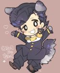  :3 animal_ears black_hair chibi dog_ears dog_tail extra_ears gakuran higashikata_jousuke jojo_no_kimyou_na_bouken kemonomimi_mode male_focus paws pompadour school_uniform solo tail toujou_sakana 