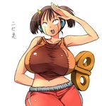  1girl black_hair breasts cow_girl cow_girl_(hataraki) gigantic_breasts hataraki_ari horns robot robot_girl solo toy windup_key 