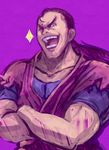  crossed_arms grin hibiki_dan looking_at_viewer male_focus one_eye_closed smile solo sparkle street_fighter tsukumo 