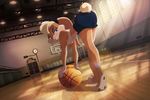  barefoot basketball butt clothing detailed_background female green_eyes inside lagomorph lens_flare lola_bunny looking_at_viewer mammal paws rabbit reflection shirt shorts solo space_jam spiritto standing tank_top warner_brothers 