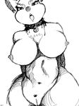  big_breasts breasts canine drawing female front jean_vasquin mammal monochrome nipples nude pinup pose sketch solo 