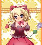  blonde_hair blue_eyes box flower hair_ribbon hanao_(kuma-tan_flash!) heart-shaped_box medicine_melancholy ribbon short_hair solo su-san touhou valentine 