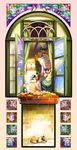  absurdres ai_ai_gasa animal_hat bad_id bad_pixiv_id cameo cat cat_hat doll hat highres kagamine_rin kanipanda long_hair megurine_luka megurine_luka_(toeto) solo stained_glass toeto_(vocaloid) very_long_hair vocaloid window 
