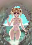  bad_id bad_pixiv_id bikini blonde_hair blue_eyes cave copyright_request day imamushi jewelry necklace short_hair solo swimsuit twintails wading water wide_hips 