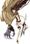  ankle_wrap bad_id bad_pixiv_id bandages barefoot brown_hair cape coco_(nattou) feet legs revealing_clothes sando shin_angyou_onshi solo sword toeless_legwear toes weapon wrist_wrap 