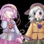  facepalm futami_yayoi green_eyes hairband hat heart komeiji_koishi komeiji_satori multiple_girls pink_hair siblings silver_hair sisters touhou 