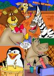  alex_the_lion birthday brown_eyes cake candle collar comic dildo dreamworks drink english_text feline female food gift giraffe gloria hat hippo lion madagascar male mammal marty_the_zebra penguin sex_toy text tongue tongue_out unknown_artist 