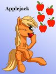  applejack_(mlp) bigger_version_at_the_source cutie_mark eating equine female friendship_is_magic fruit horse mammal my_little_pony pony smile solo starbat 