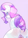  blue_eyes creamydonuts cutie_mark equine female feral friendship_is_magic fur hair horn horse little looking_at_viewer mammal my my_little_pony nude pony purple_hair pussy pussy_juice rarity_(mlp) solo unicorn white_fur 