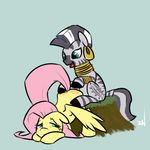  drumming duo ear_piercing equine female fluttershy_(mlp) friendship_is_magic fur hair horse mammal mohawk my-little_pony my_little_pony pegasus piercing pink_hair ponchuzn pony stripes wings yellow_fur zebra zecora_(mlp) 