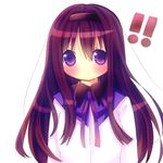 1girl akemi_homura blush chocolat_(momoiro_piano) commentary hairband long_hair magical_girl mahou_shoujo_madoka_magica purple_eyes ribbon solo 