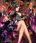  bare_legs beckoning black_hair blush breasts candle character_request cleavage crossed_legs fire flame flower hair_ornament hair_rings hanbok indoors jewelry korean_clothes large_breasts legs lips looking_at_viewer open_hand outstretched_arm palms parted_lips ring shingeki_no_bahamut short_hair silver_eyes sitting spread_fingers throne tob underbust wax 