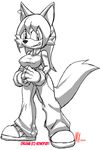  anthro big_breasts breasts canine erect_nipples female fox looking_at_viewer mammal monkeyxflash monochrome nipples sega smile solo sonic_(series) 