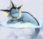  gen_1_pokemon no_humans one_eye_closed paprika_shikiso partially_submerged pokemon pokemon_(creature) tail tail_fin vaporeon water wince 