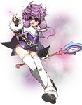  :d aisha_(elsword) bad_id bad_pixiv_id belt elsword fingerless_gloves full_body gloves hair_tubes holding holding_wand limble magician_(elsword) messy_hair open_mouth purple purple_background purple_eyes purple_hair purple_skirt shoes short_hair skirt smile solo thighhighs wand white_legwear 