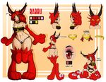  animal_ears butt cleavage clothed clothing english_text female fur hair human lagomorph mammal model_sheet navel pawpads paws rabbit rabbit_ears rabbit_tail rabbu red_eyes red_fur red_hair redrabbu skimpy text 