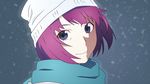  blue_eyes highres monogatari_(series) purple_hair scarf senjougahara_hitagi short_hair snow vector 