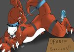  ambiguous_gender backlash91 claws digimon dildo drooling grey_background guilmon half-closed_eyes looking_at_viewer open_mouth plain_background raised_tail red_body saliva scalie sex_toy spikes teeth toe_claws tongue tongue_out white_body yellow_eyes 