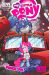  anderson_bates blue_eyes confused cosplay equine eyes_closed female friendship_is_magic hair happy horse male mammal my_little_pony optimus_prime pink_hair pinkie_pie_(mlp) pony transformers 