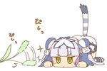  aira_(exp) cat_teaser chinese_clothes double_bun haku_(p&amp;d) imminent_pounce lowres multicolored_hair puzzle_&amp;_dragons silver_hair tail tiger_tail yellow_eyes 