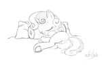  anus bed cub cutie_mark_crusaders_(mlp) drake_drachenlicht equine female friendship_is_magic horn horse mammal monochrome my_little_pony pillow plain_background pony pussy sleeping solo sweetie_belle_(mlp) unicorn young 