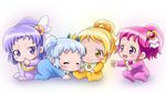  aino_megumi baby bib blonde_hair blue_hair blush bow closed_eyes crown cure_fortune cure_honey cure_lovely cure_princess hair_bow hair_ornament happinesscharge_precure! heart heart_hair_ornament hikawa_iona mameshiba mini_crown multiple_girls oomori_yuuko pink_eyes pink_hair ponytail precure purple_eyes purple_hair shirayuki_hime short_hair short_twintails sitting smile thumb_sucking twintails white_background yellow_eyes younger 