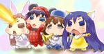  :3 animal_ears beam black_eyes black_hair blue_eyes blue_hair brown_eyes brown_hair bunny_ears cat_ears chibi chihyaa forehead_beam gloves grey_eyes highres idolmaster instrument io_(puchimasu!) jumping kawahagi_modoki makochii microphone mouse_ears multiple_girls music paw_gloves paws puchimasu! ribbon singing trumpet yukipo 