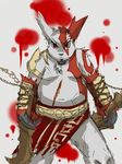  god_of_war kratos looking_at_viewer male nintendo pok&#233;mon pok&eacute;mon red_eyes scar shinodahamazaki solo sword video_games weapon zangoose 