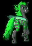  chromakitty fangs friendship_is_magic green_eyes green_hair hair horn my_little_pony onaris original_character smile solo tongue wings 