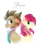  blue_eyes brown_hair doctor_whooves_(mlp) duo english_text equine female fikakorv friendship_is_magic green_eyes hair horse male mammal my_little_pony necktie plain_background pony red_hair rose_(mlp) text two_tone_hair white_background 