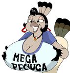  beauty_mark big_breasts bird black_hair breasts cleavage clothed clothing ear_piercing female hair huge_breasts hyper hyper_breasts mega_milk parody pavita_pechugona piercing solo spanish_text standing text turkey unknown_artist voluptuous what wide_hips 