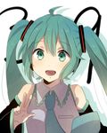  39 aqua_eyes aqua_hair bad_id bad_pixiv_id hatsune_miku long_hair necktie smile solo twintails v vocaloid yukichi_(eikichi) 