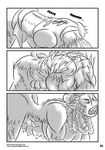  bow breasts canine clothing comic curly_hair drill_hair erect_nipples female greyscale human hybrid locofuria mammal monochrome multi_breast multi_nipple nipples nude open_mouth partially_clothed plain_background solo teeth toned torn_clothing transformation were werewolf white_background 
