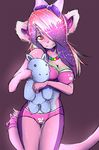  bow clothing female hair long_hair looking_at_viewer naomy necklace plushie solo underwear 