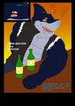  2014 alcohol anthro bar beer beverage blush clothing comic drunk english_text fish fishmen great_white_shark male marine maxime-jeanne muscles pose ripster shark solo street_sharks text 