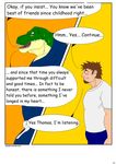  2014 anthro blush clothing comic dinosaur human jonathan_alexander male maxime-jeanne muscles scalie theropod thomas_carter tyrannosaurus_rex 