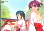  highres japanese_clothes karijuku_tomoe kobayashi_ritz miko multiple_girls not_for_sale official_art saki takimi_haru usuzumi_hatsumi 