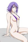  1girl bikini blue_eyes breasts purple_hair rosario+vampire shirayuki_mizore short_hair sling_bikini solo swimsuit 