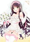  :d absurdres bare_shoulders black_hair bouquet bow breasts bridal_veil cameltoe cleavage collarbone dress elbow_gloves flower frilled_legwear frills garter_straps gloves green_eyes hair_ornament hairclip highres index_finger_raised kono_naka_ni_hitori_imouto_ga_iru! long_hair medium_breasts mottsun number open_mouth panties ribbon smile solo thighhighs tsuruma_konoe underwear veil very_long_hair wedding_dress white_background white_gloves white_legwear white_panties 