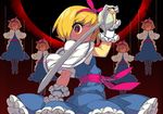  alice_margatroid blonde_hair capelet doll dress eclipse faceless hairband itsumo_nokoru marionette puppet red_eyes saber_(weapon) short_hair solo string sword touhou weapon wrist_cuffs 