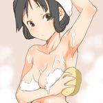  akiyama_mio arm_up armpits bathing black_hair breasts k-on! lowres medium_breasts nude shinama soap soap_bubbles solo sponge tied_hair 