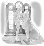  breasts caracol church dog garter_belt greyscale horn large_breasts long_hair monochrome profile queen's_blade queen's_blade_rebellion sigui_(queen's_blade) standing thighhighs topless wolf 